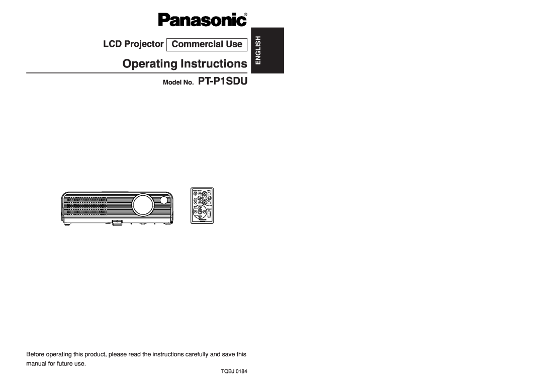 Panasonic PT-P1SDU operating instructions Operating Instructions, LCD Projector Commercial Use, English, Power Input, Menu 