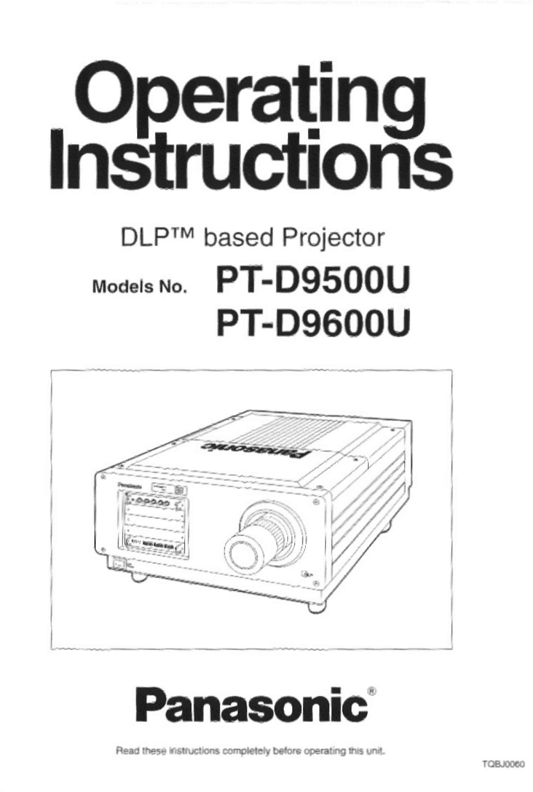 Panasonic PTD9500U, PTD9600U manual 