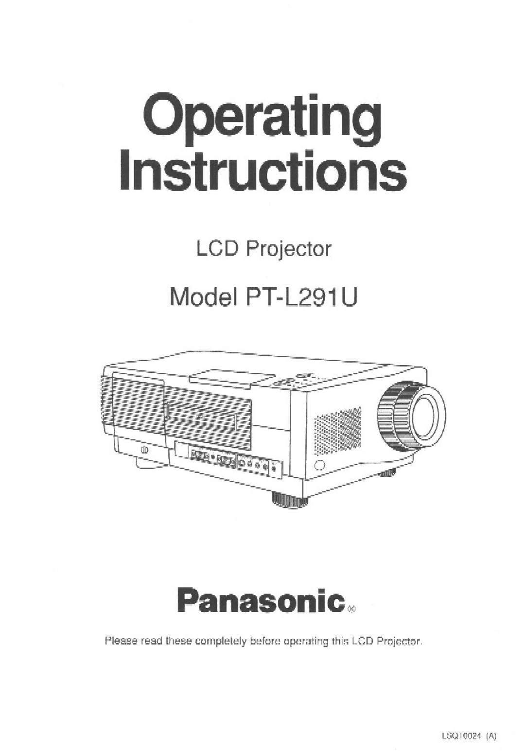 Panasonic PTL291U manual 