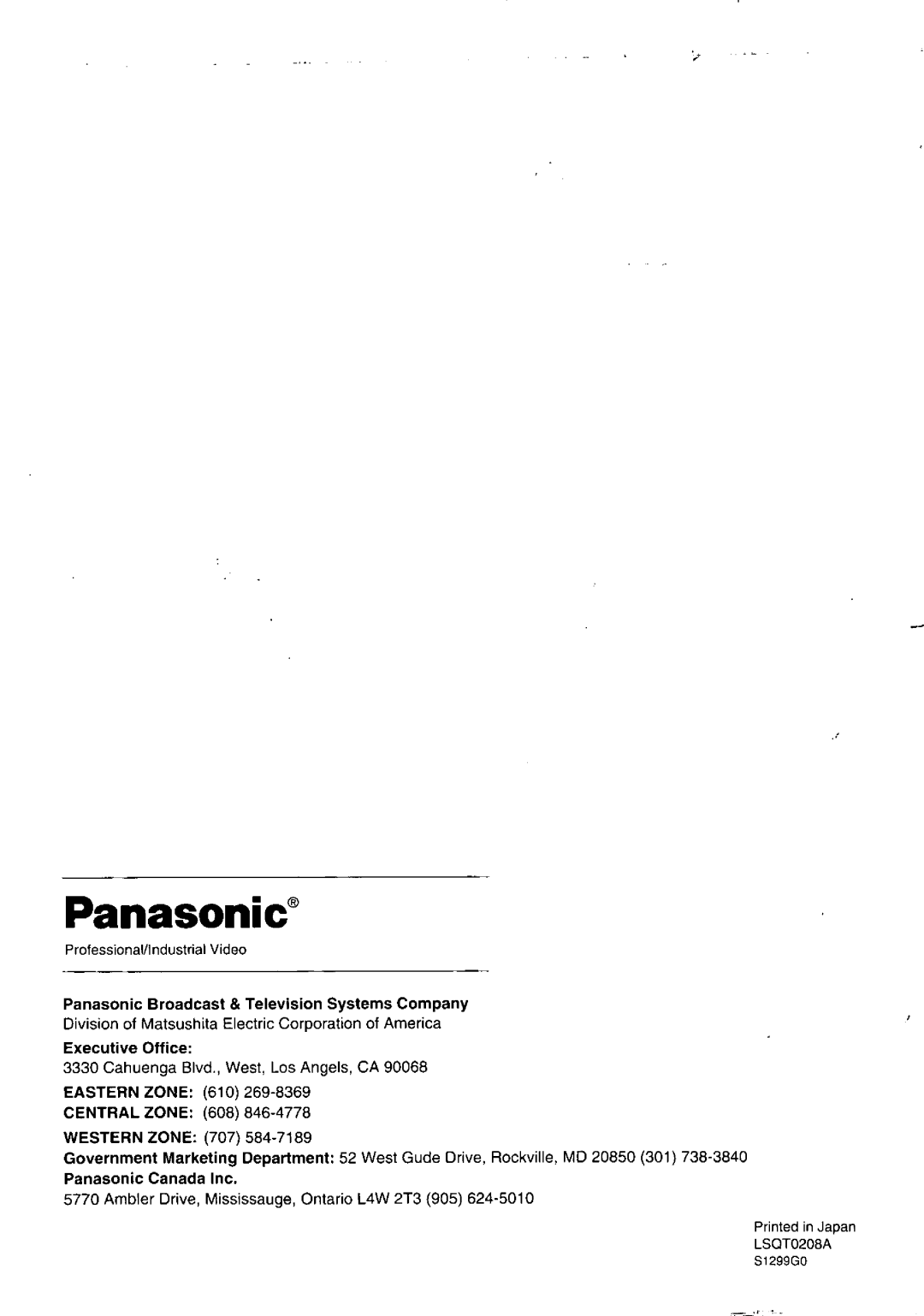 Panasonic PTL758U manual 