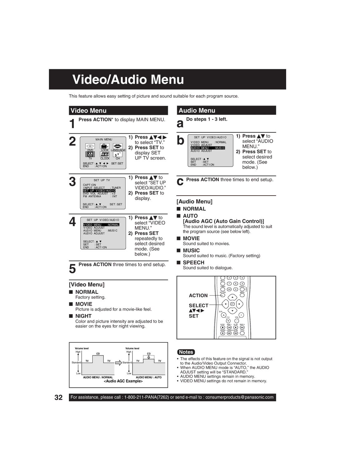 Panasonic PV 20D53, PV 27D53 manual Video/Audio Menu, Video Menu 