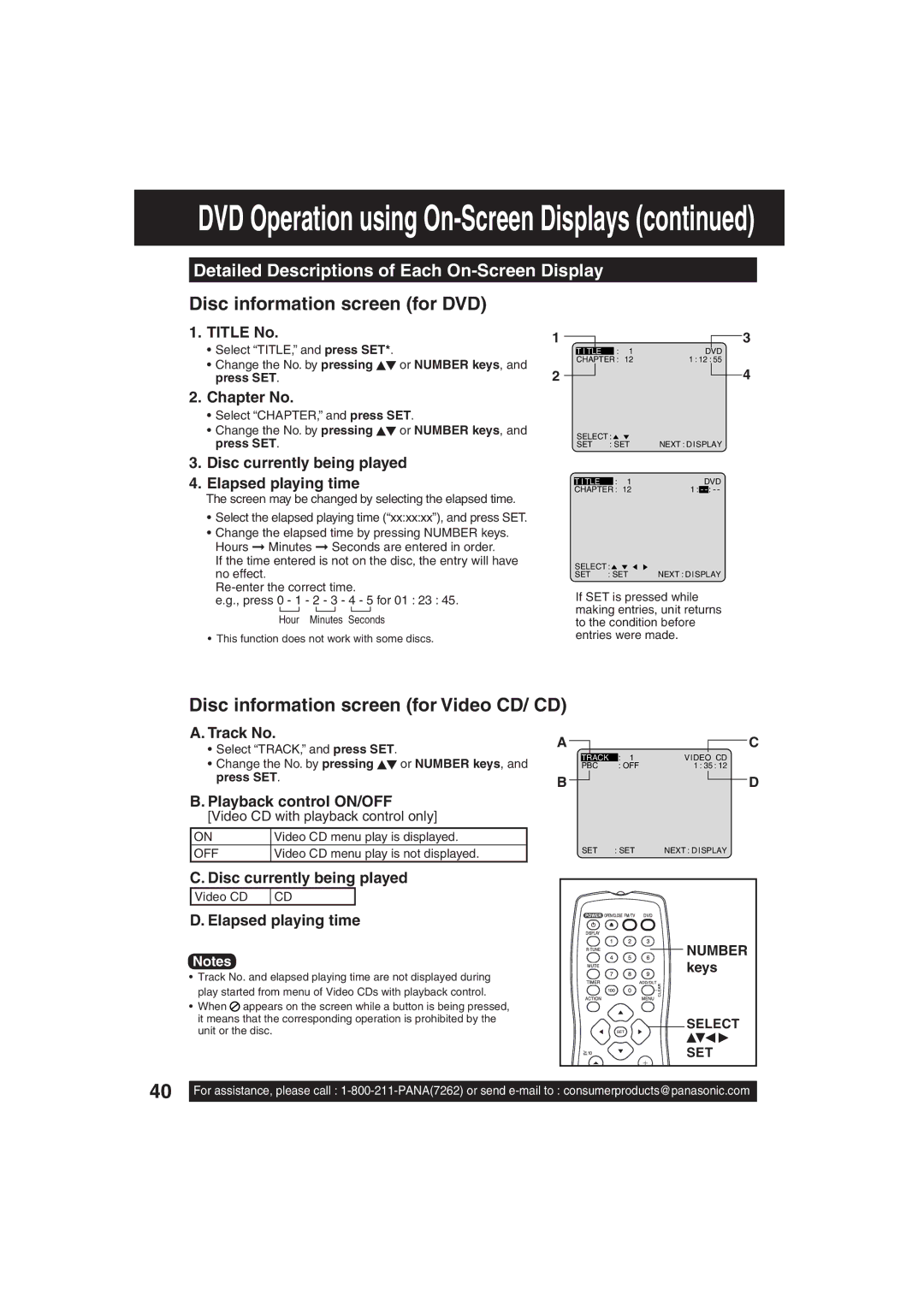 Panasonic PV 20D53, PV 27D53 manual Detailed Descriptions of Each On-Screen Display 