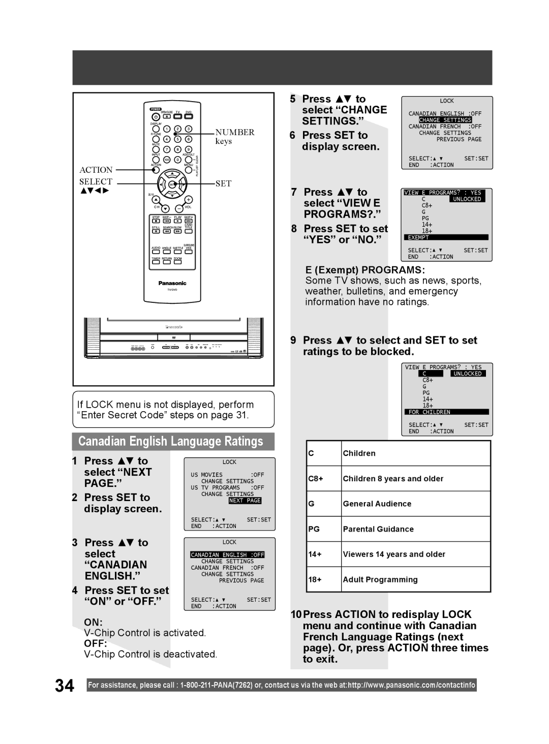 Panasonic PV 20DF64, PV 27DF64 operating instructions Canadian, English 