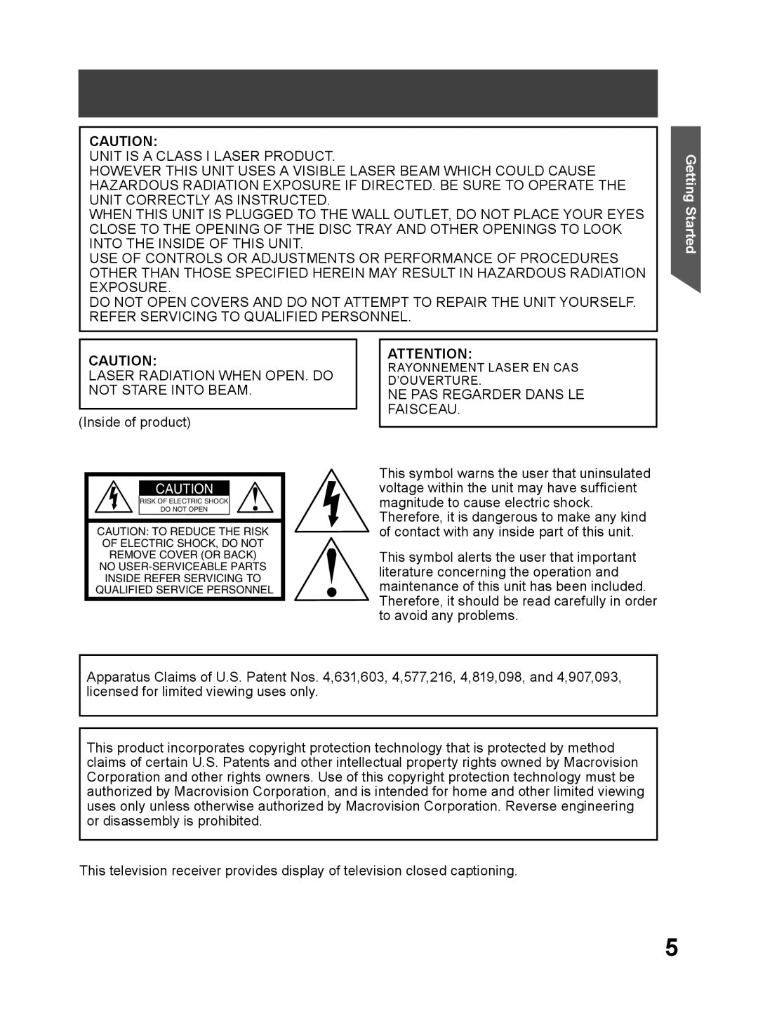 Panasonic PV 27DF64, PV 20DF64 operating instructions Getting Started 