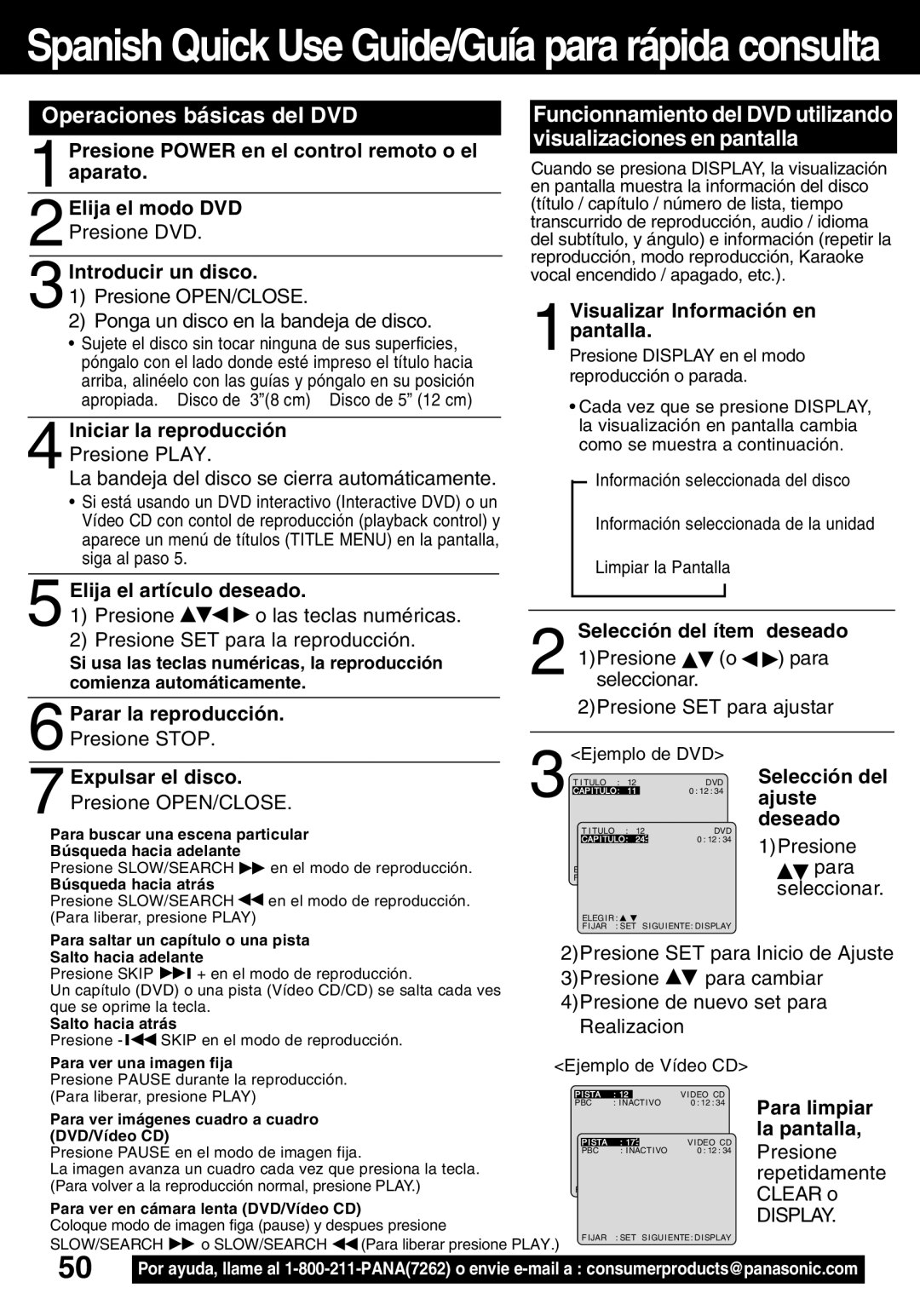 Panasonic PV-24DF62 manual Operaciones básicas del DVD 