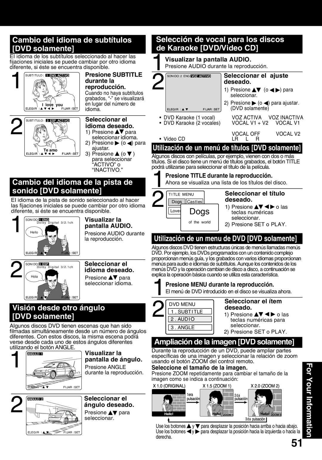 Panasonic PV-24DF62 manual Cambio del idioma de subtítulos DVD solamente 