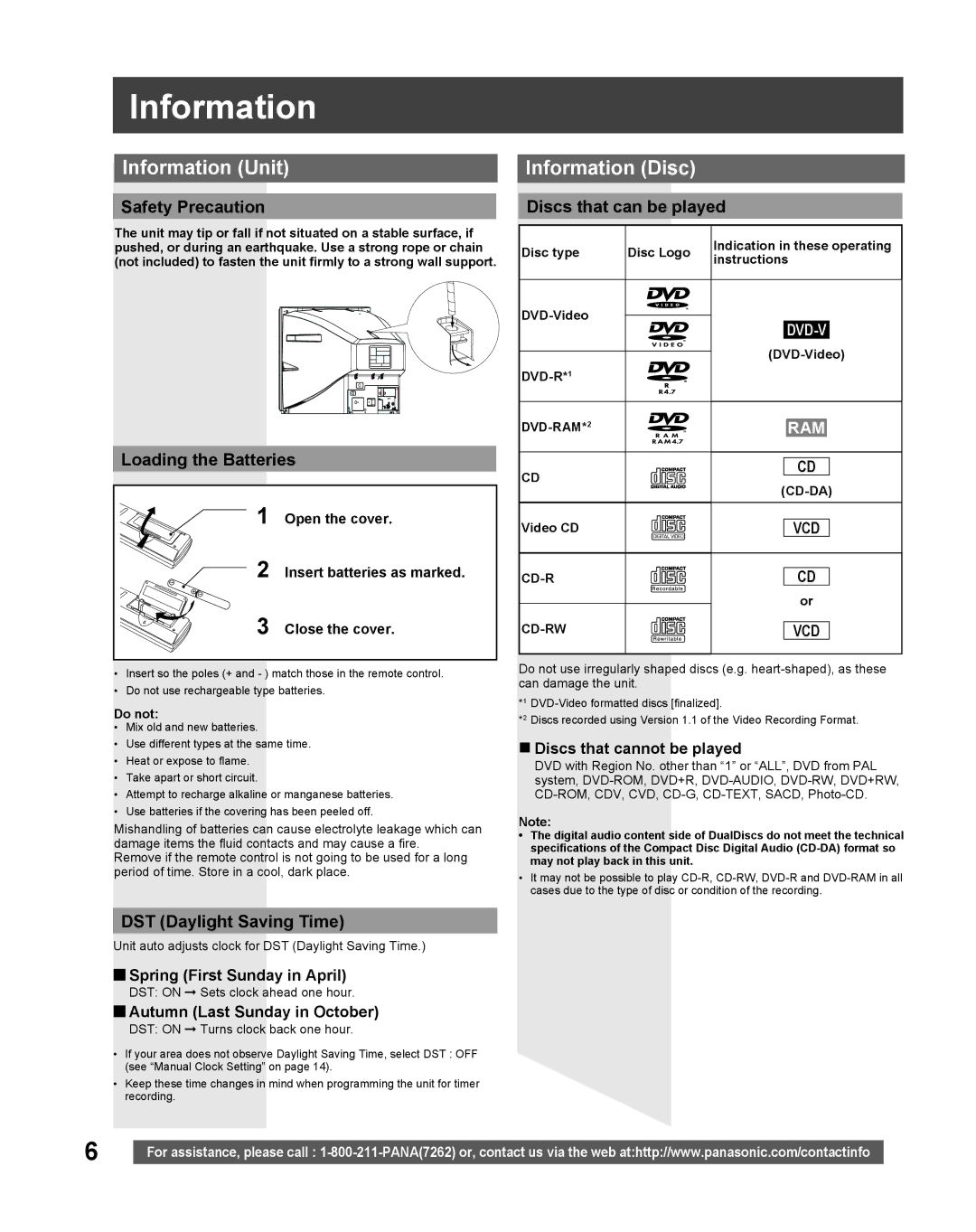 Panasonic PV-27DF5 manual Information Unit, Information Disc 