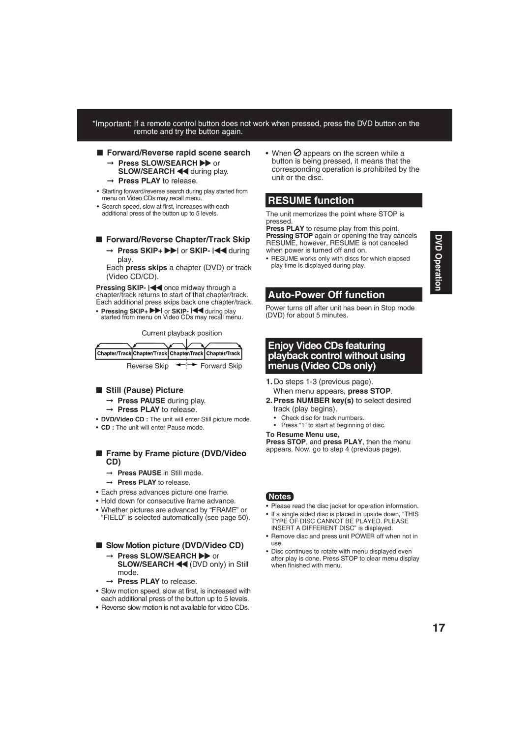 Panasonic PV 20DF63, PV 27DF63 operating instructions Resume function, Auto-Power Off function 