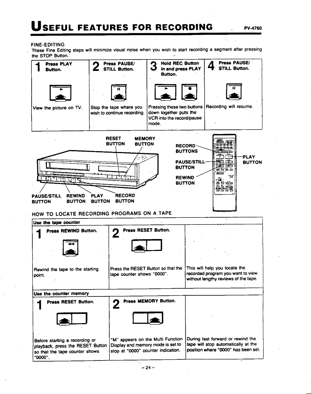 Panasonic PV-4760 manual 