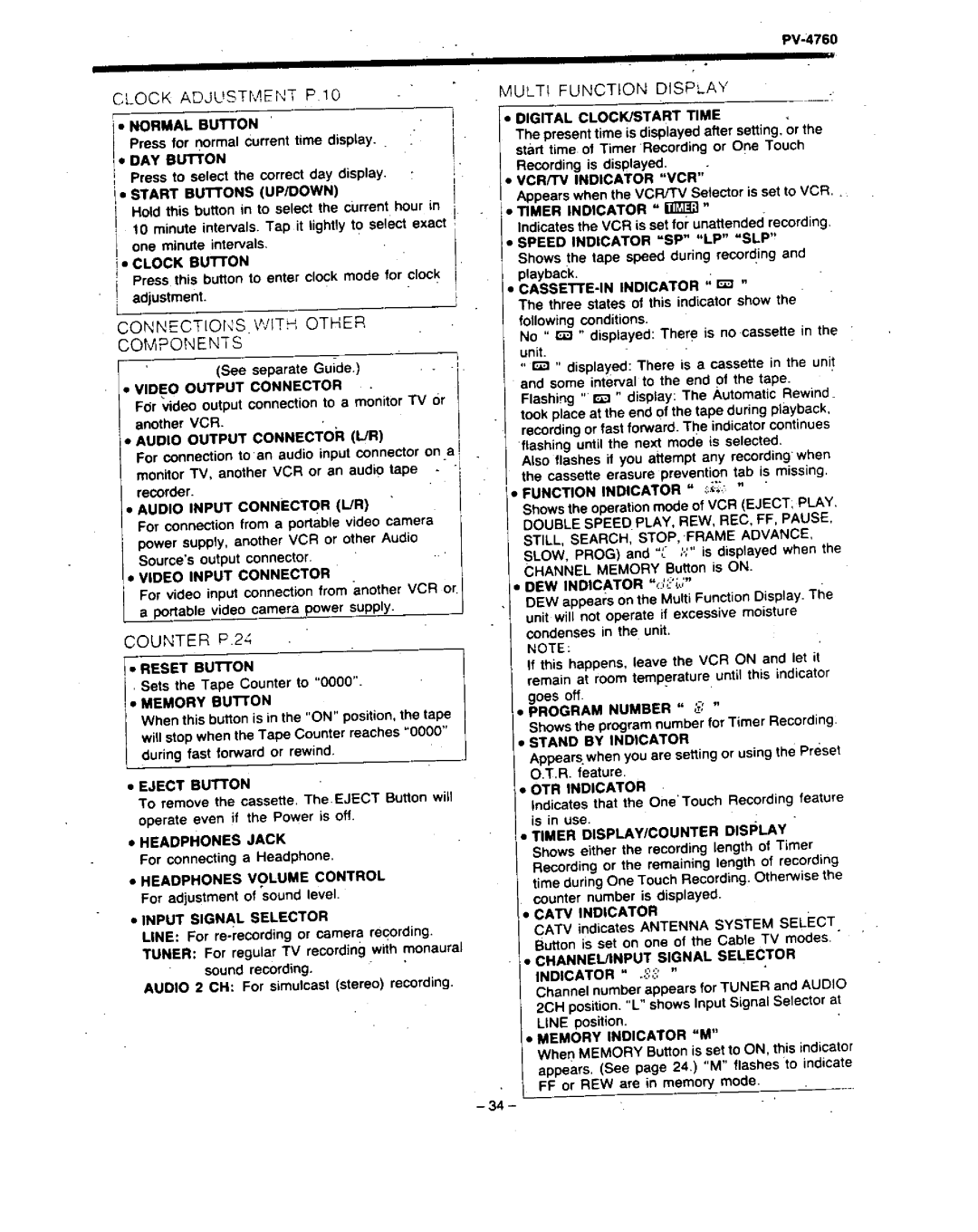 Panasonic PV-4760 manual 