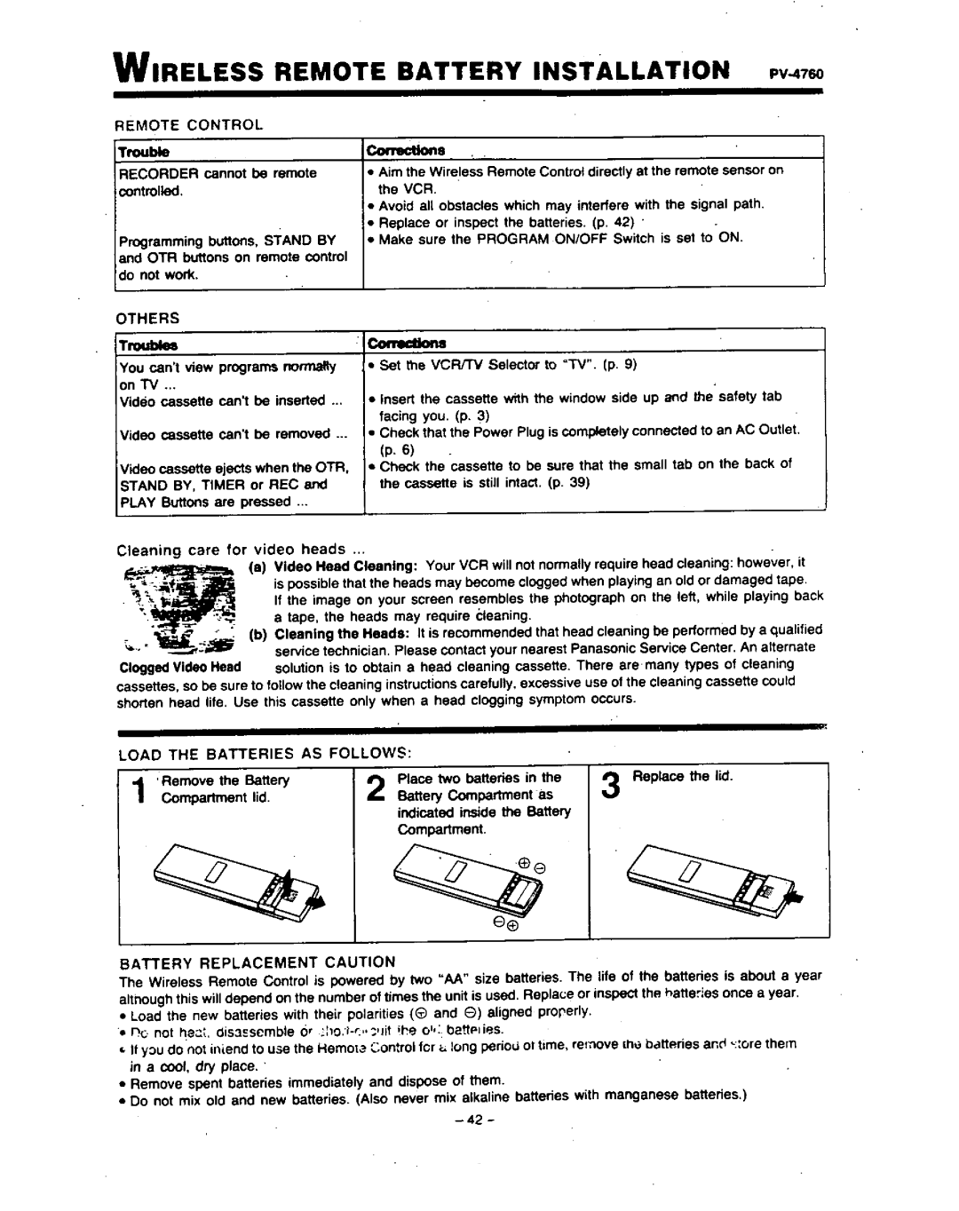 Panasonic PV-4760 manual 