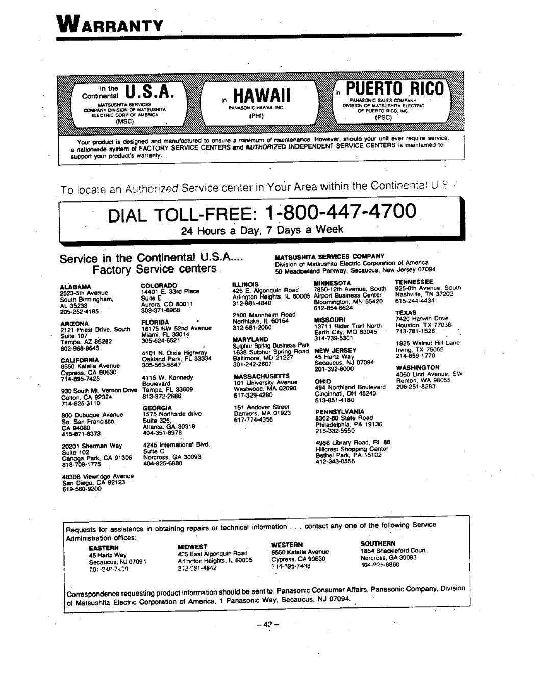 Panasonic PV-4760 manual 