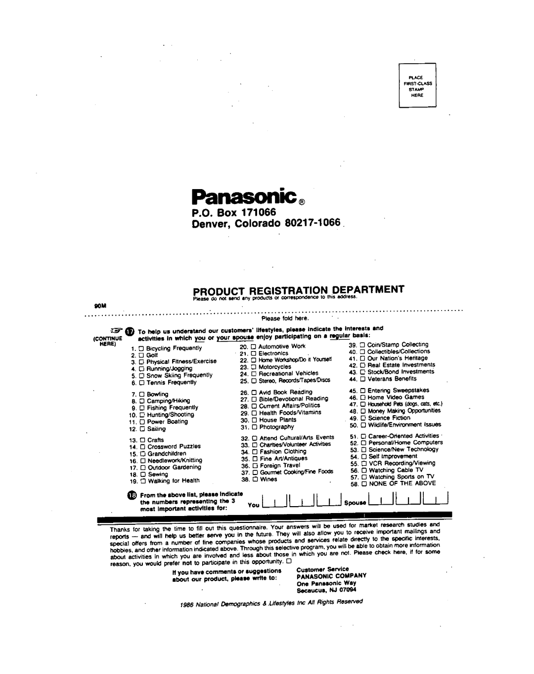 Panasonic PV-4760 manual 