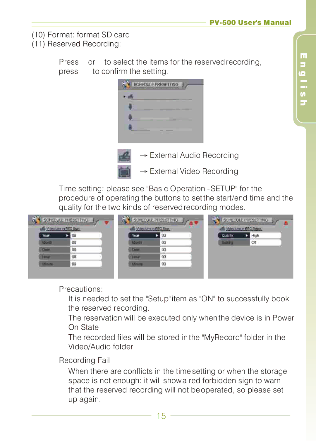 Panasonic PV-500 user manual G l i s h 