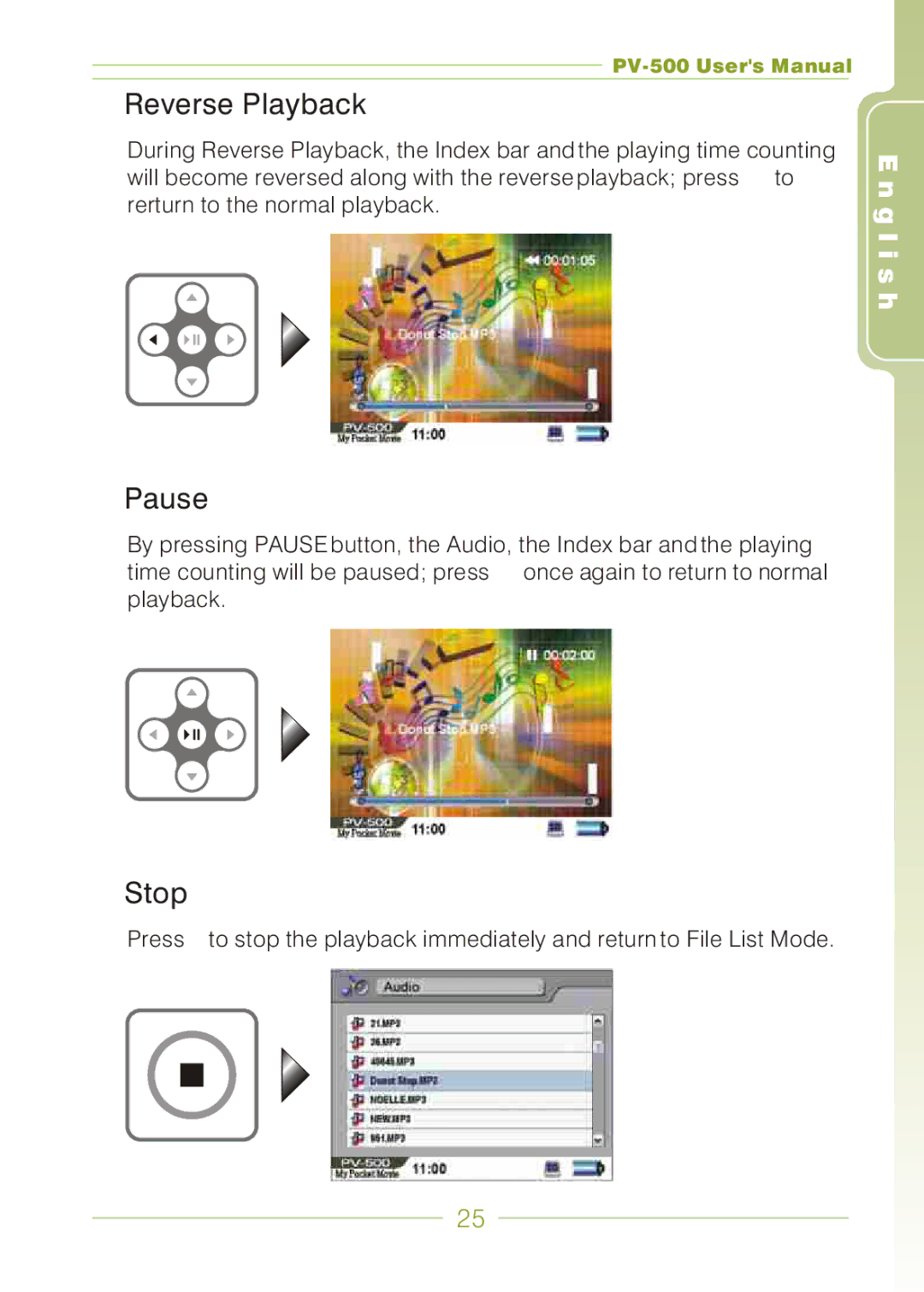 Panasonic PV-500 user manual Reverse Playback 