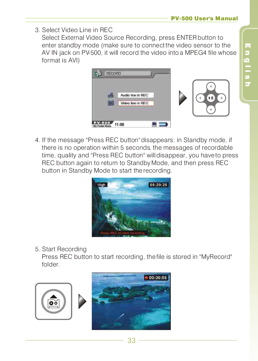 Panasonic PV-500 user manual G l i s h 