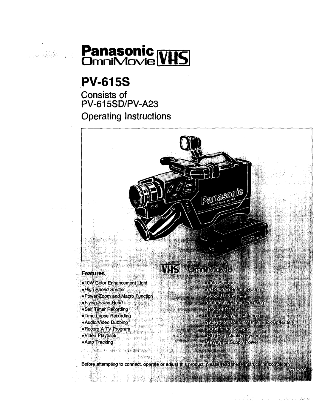 Panasonic PV-615S operating instructions Panasonic 