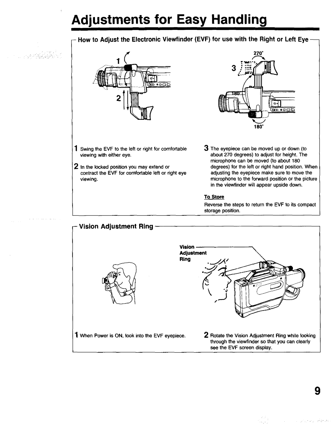 Panasonic PV-615S operating instructions Adjustments for Easy Handling, Vision Adjustment Ring 