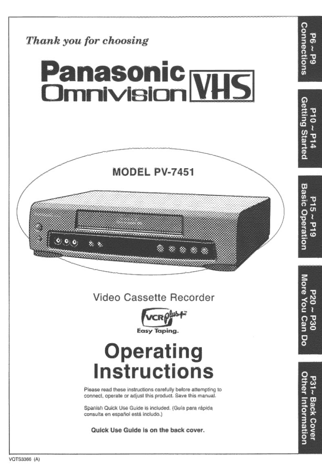 Panasonic PV-7451 manual 