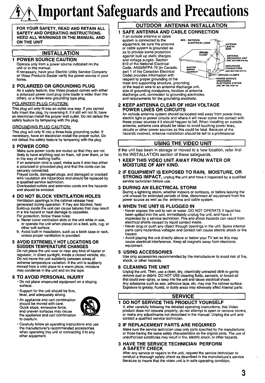 Panasonic PV-7451 manual 