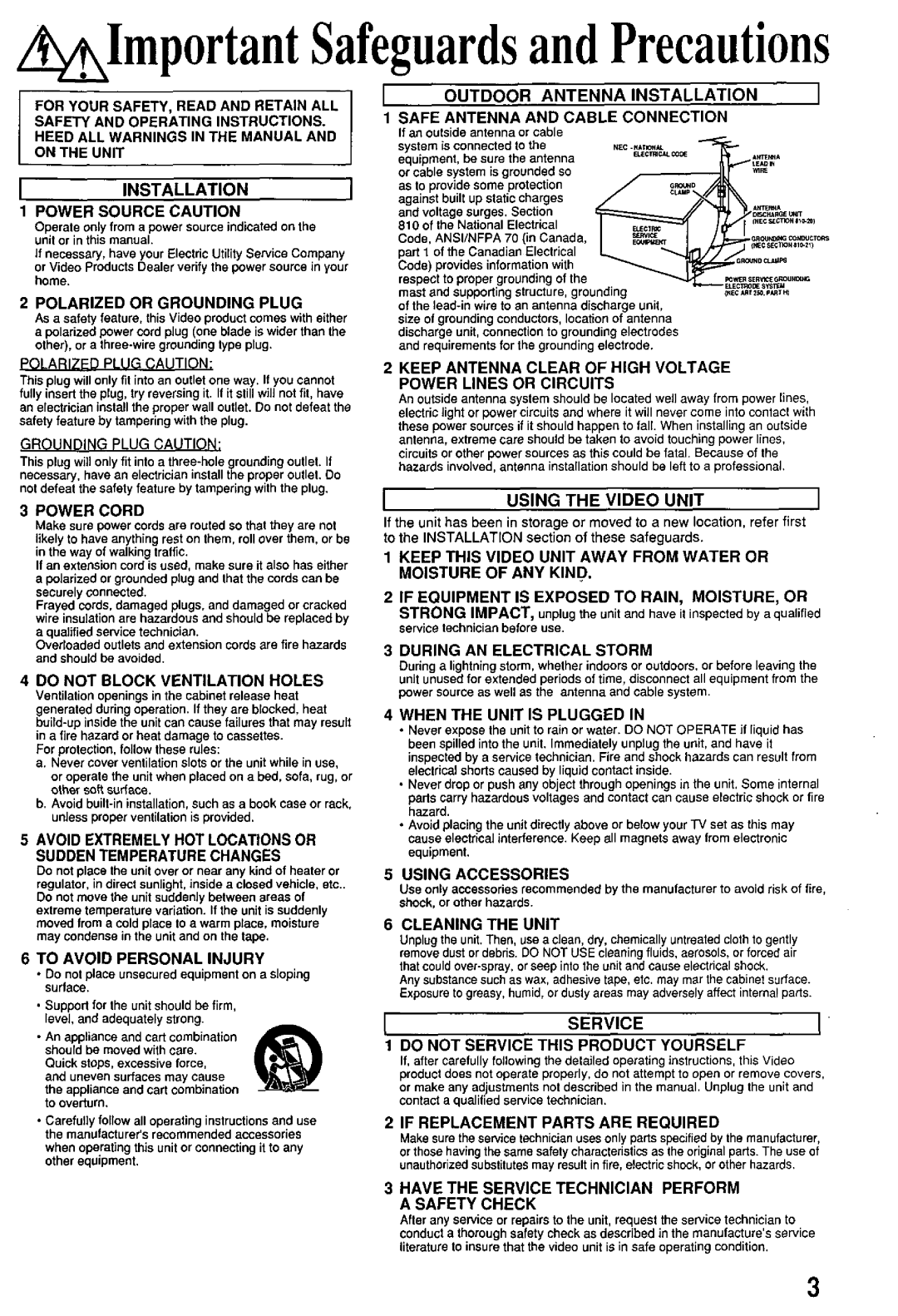 Panasonic PV-7662 manual 