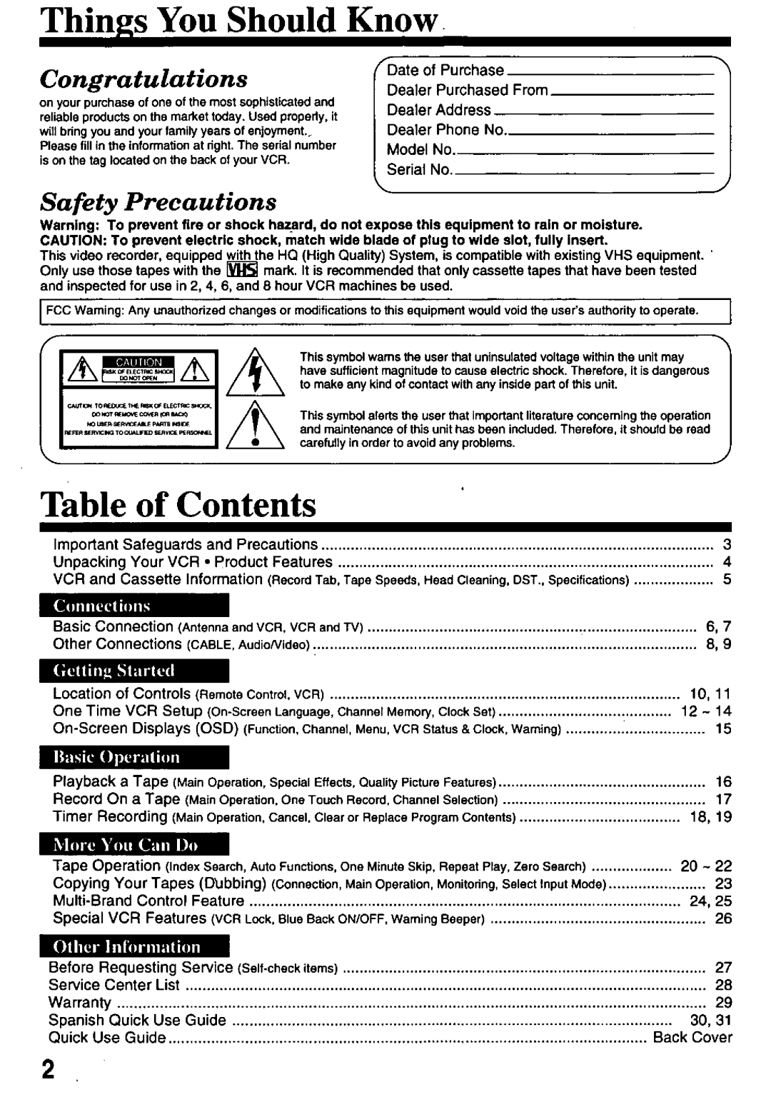 Panasonic PV-8200, PV-8400 manual 