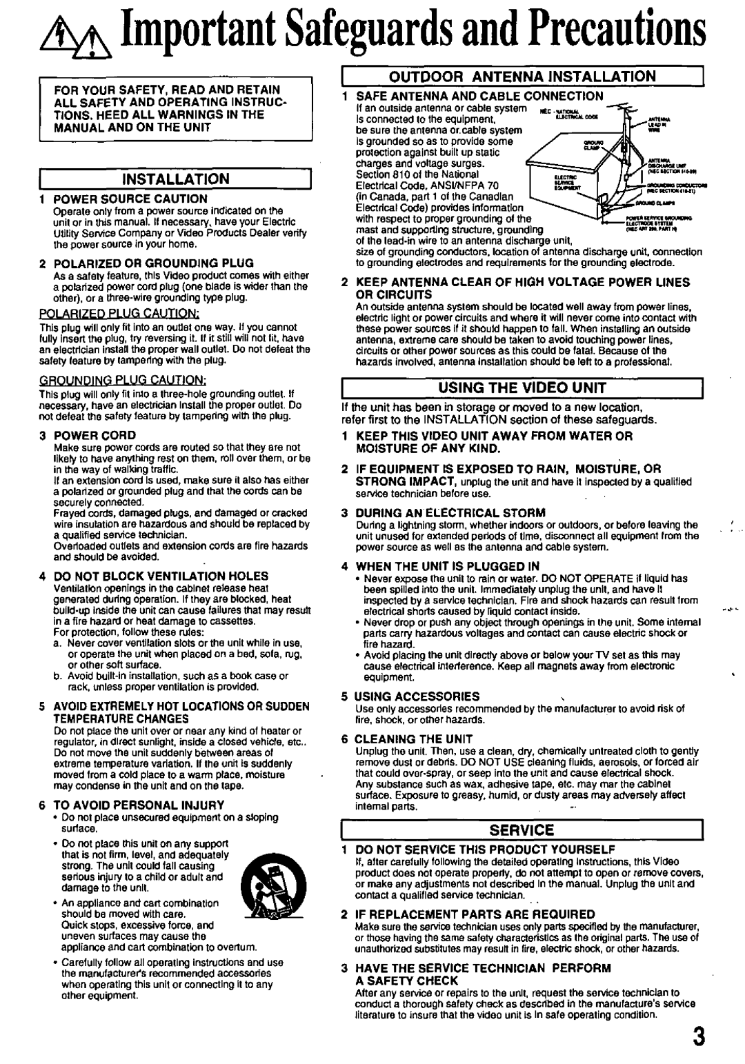 Panasonic PV-8400, PV-8200 manual 