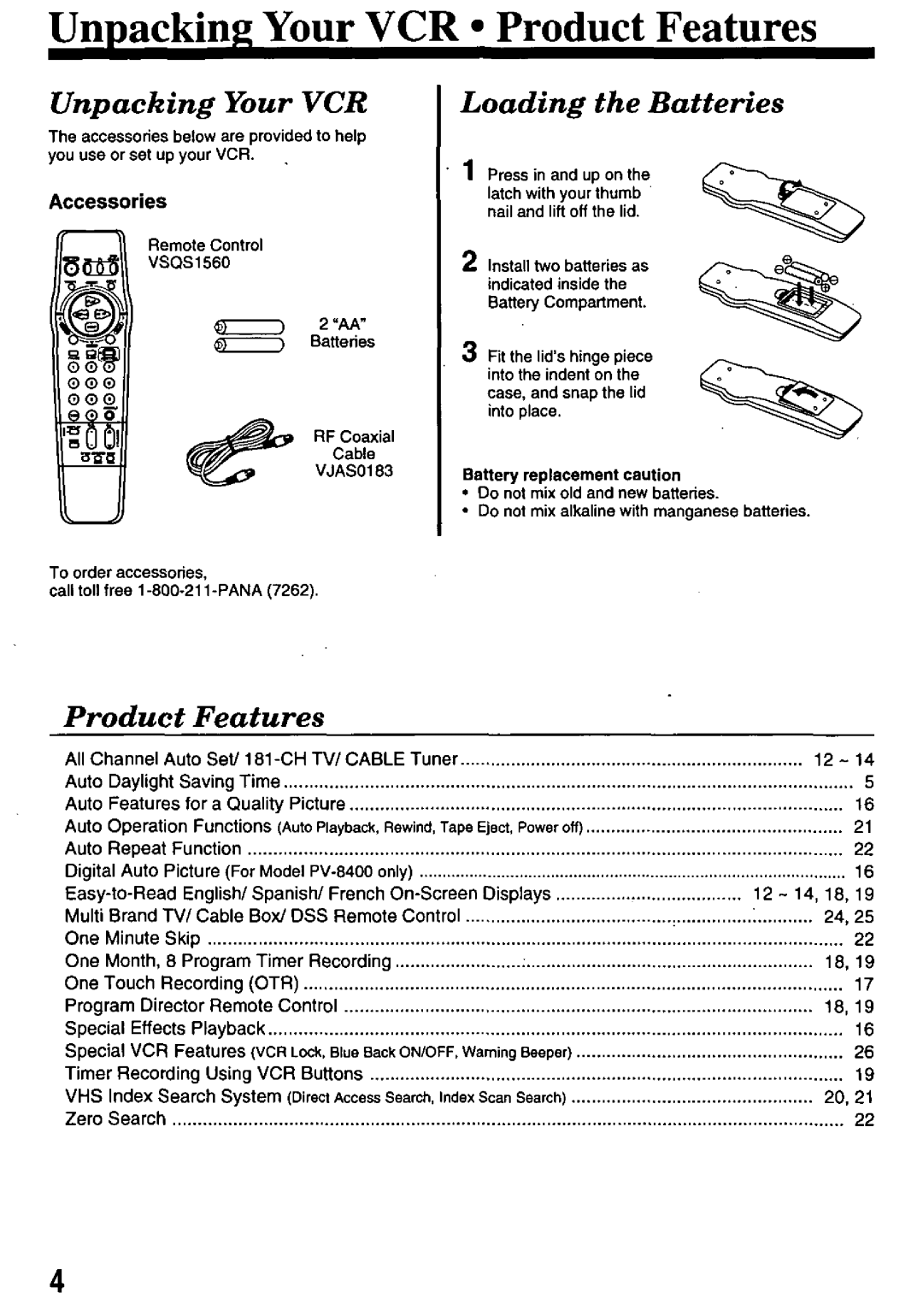 Panasonic PV-8200, PV-8400 manual 