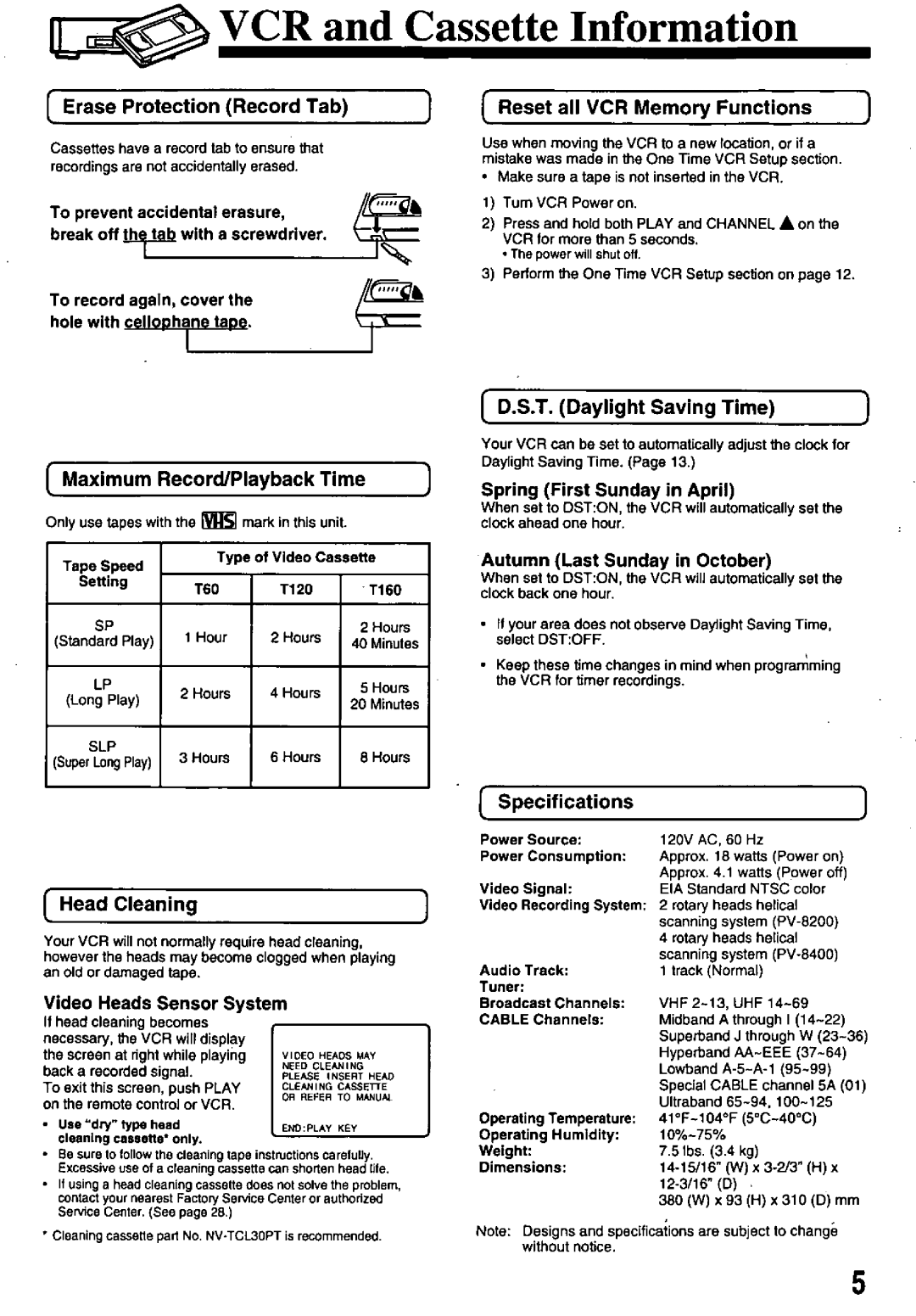 Panasonic PV-8400, PV-8200 manual 