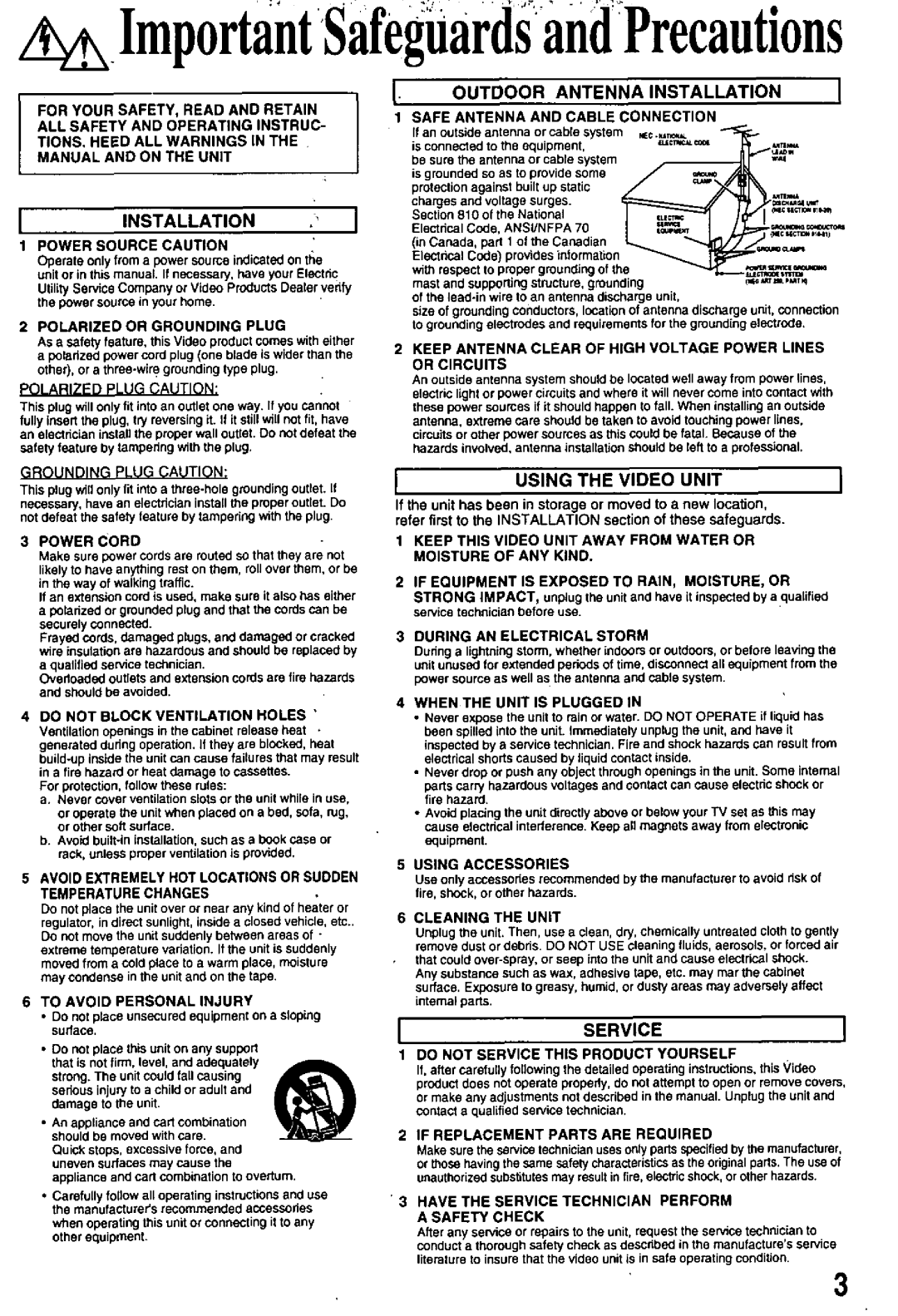 Panasonic PV-8401 manual 