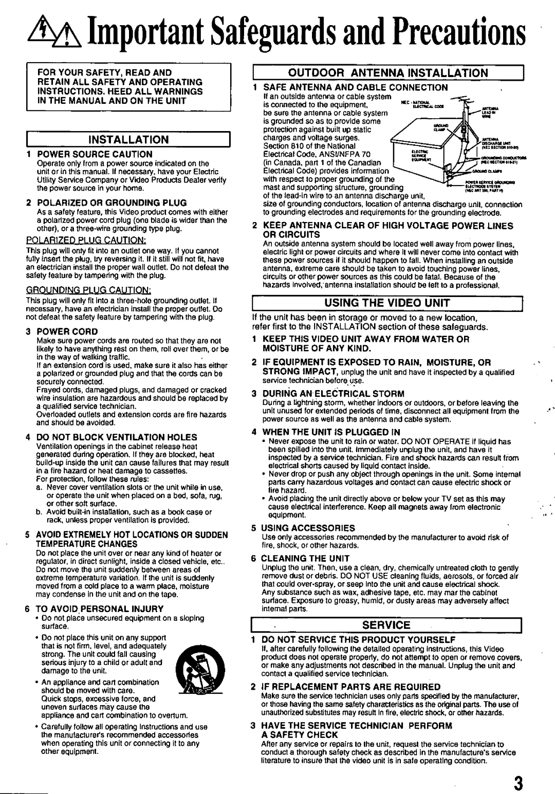 Panasonic PV-8661 manual 