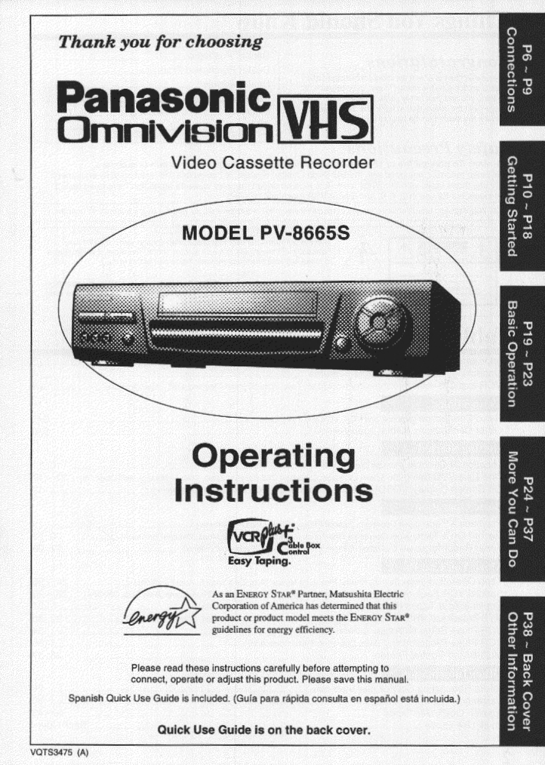 Panasonic PV-8665S manual 