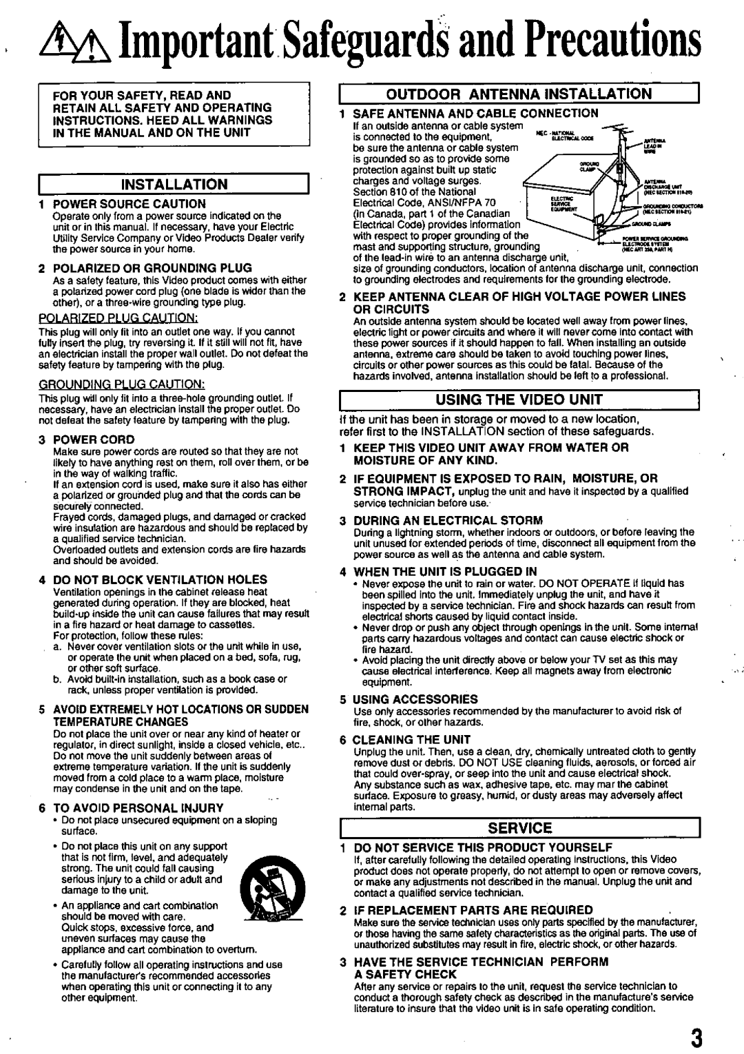 Panasonic PV-8665S manual 