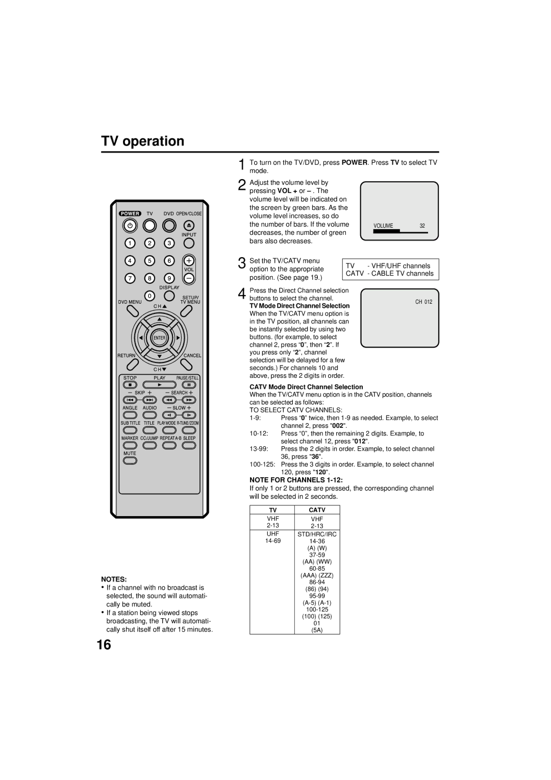 Panasonic PV 9D53 manual TV operation, Catv Mode Direct Channel Selection 