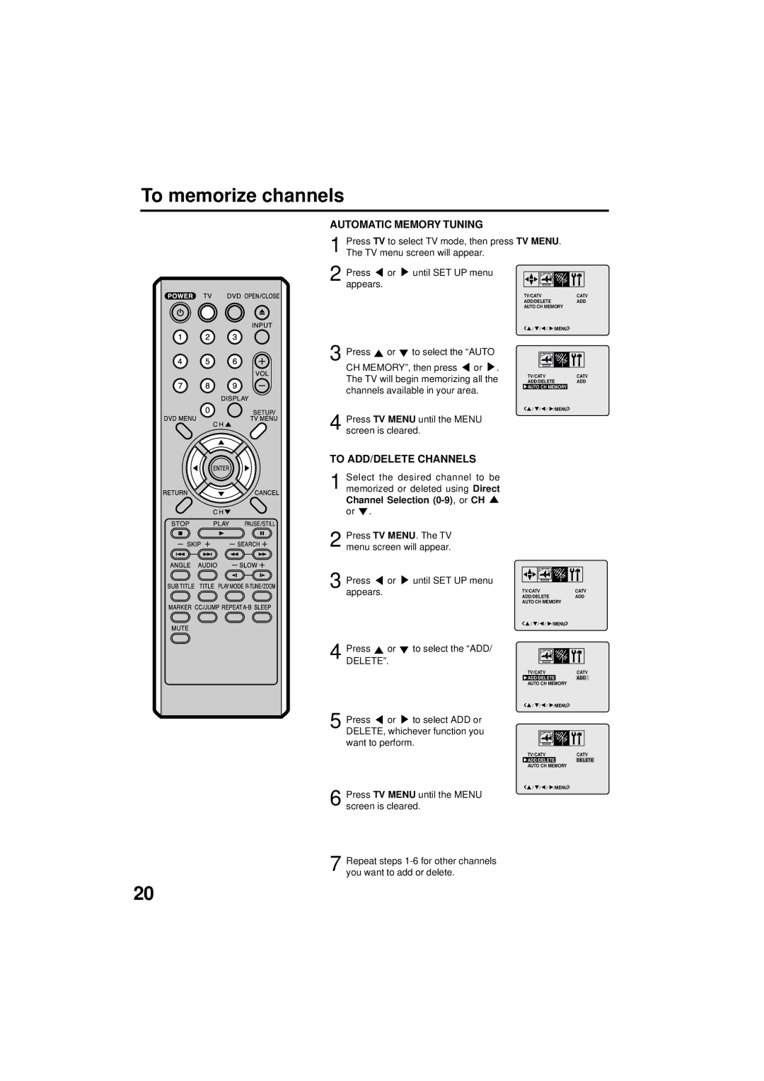 Panasonic PV 9D53 manual Automatic Memory Tuning 