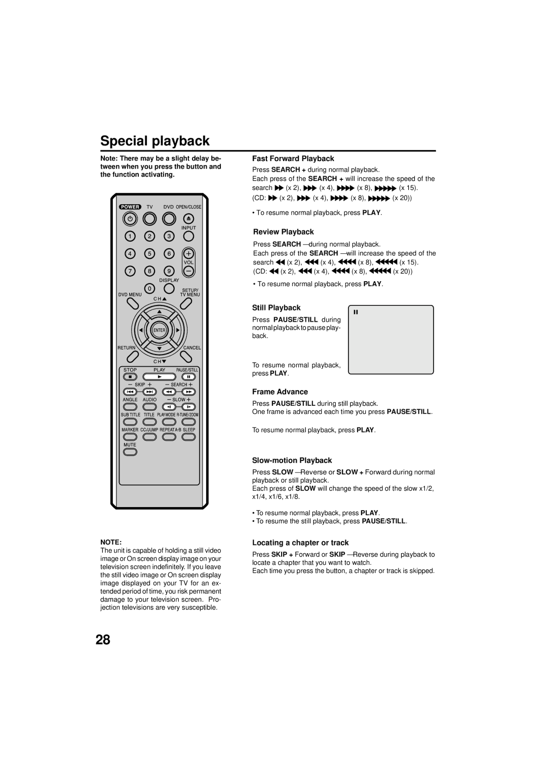 Panasonic PV 9D53 manual Special playback 