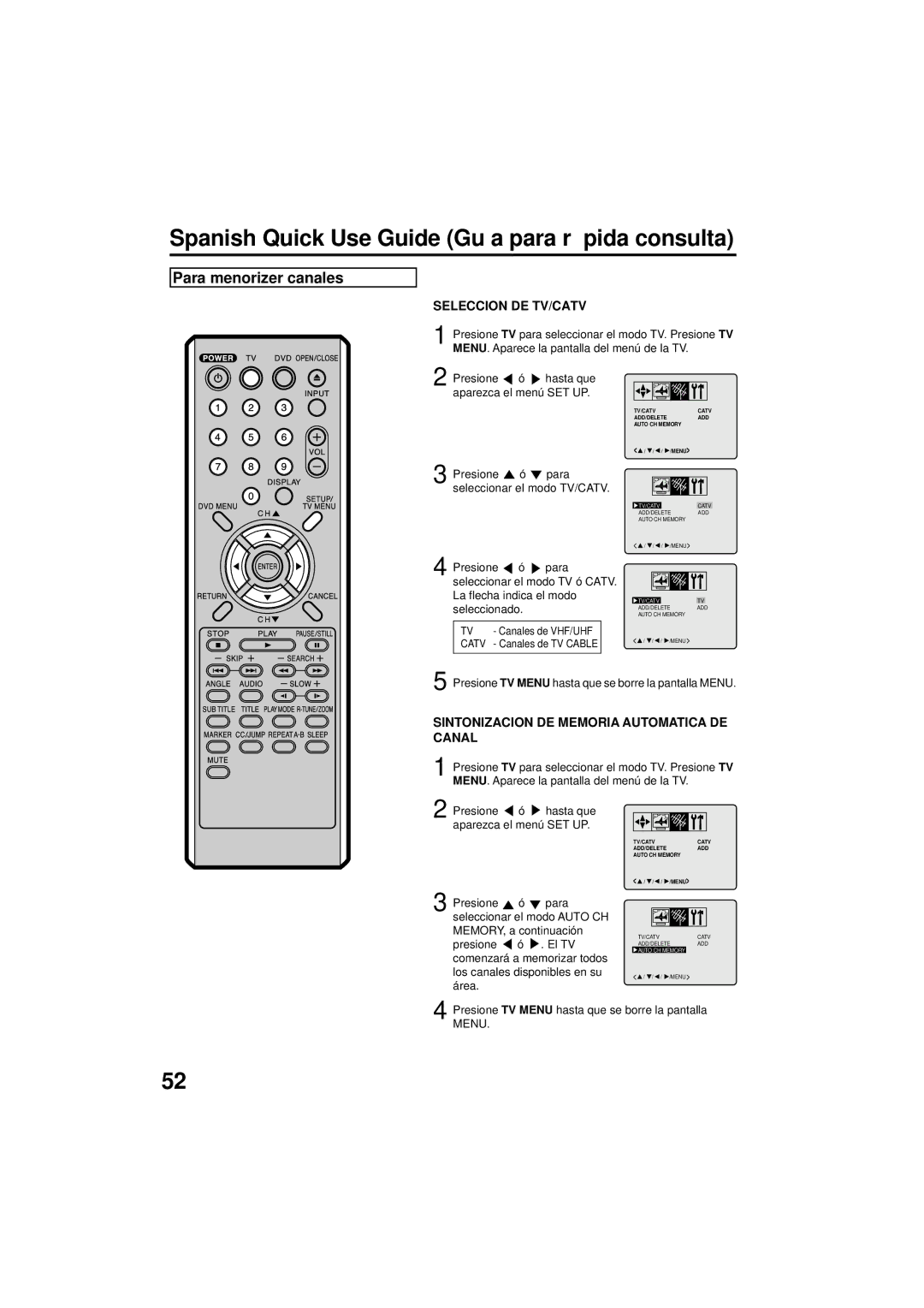 Panasonic PV 9D53 manual Para menorizer canales, Presione Hasta que Aparezca el menú SET UP 