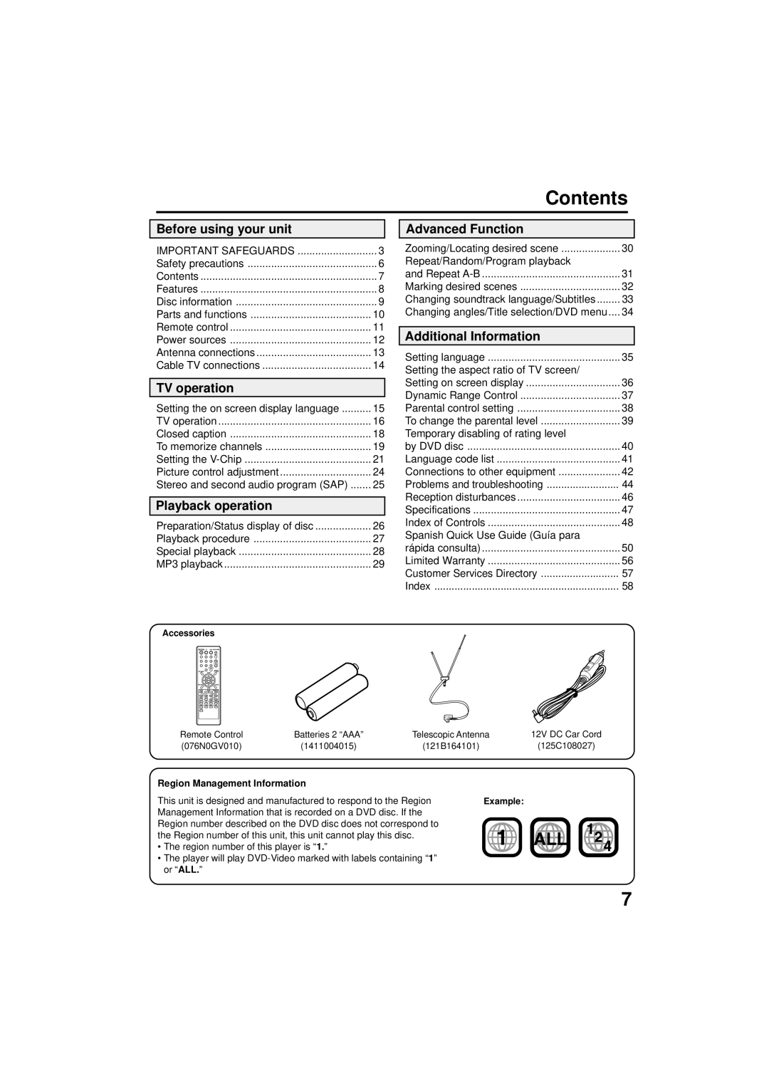 Panasonic PV 9D53 manual Contents 