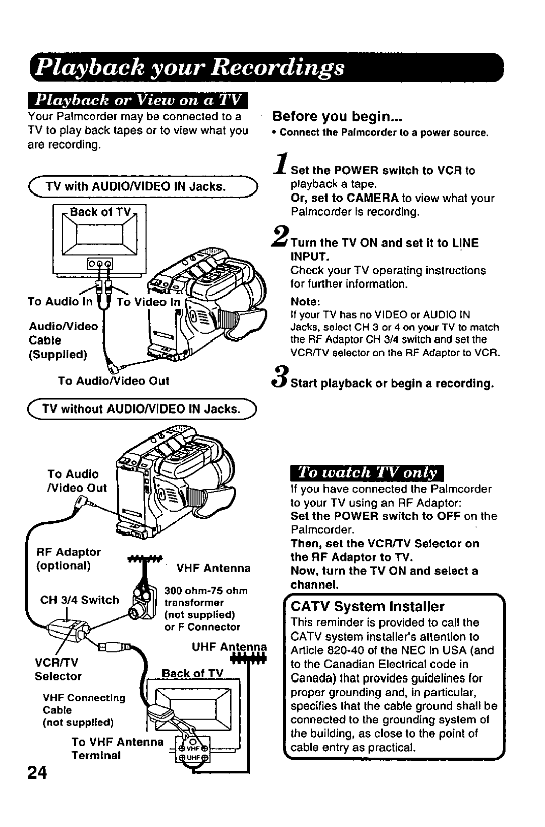 Panasonic PV-A206 manual 