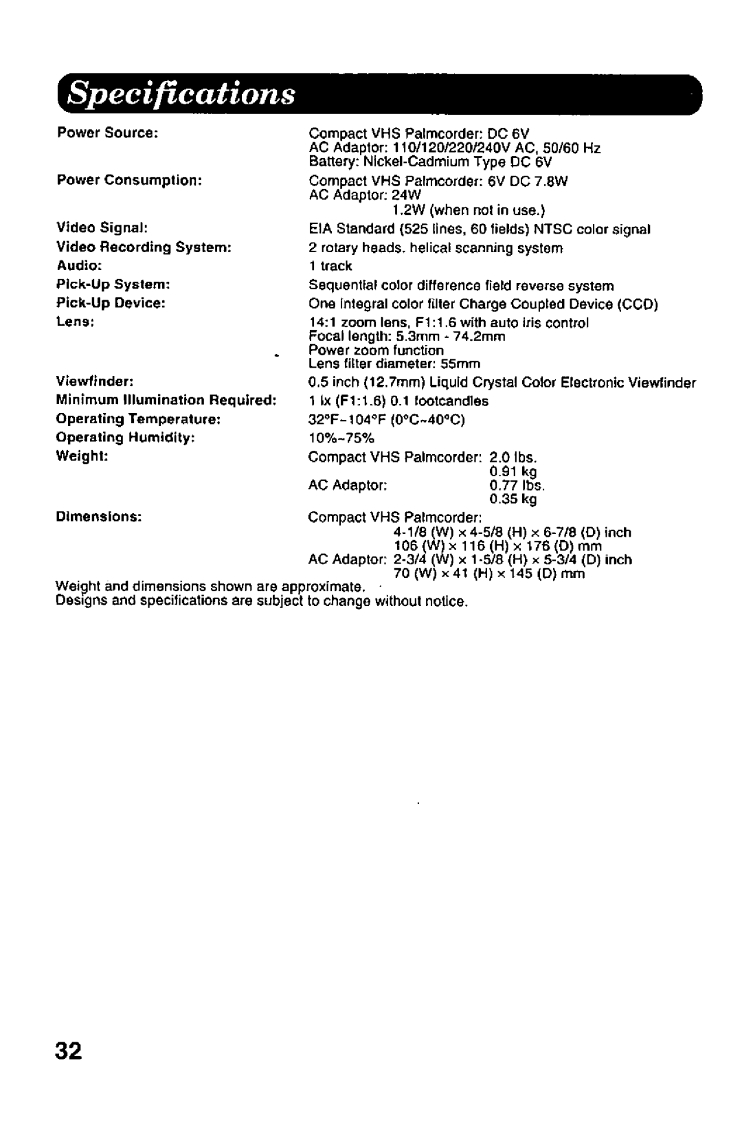 Panasonic PV-A206 manual 