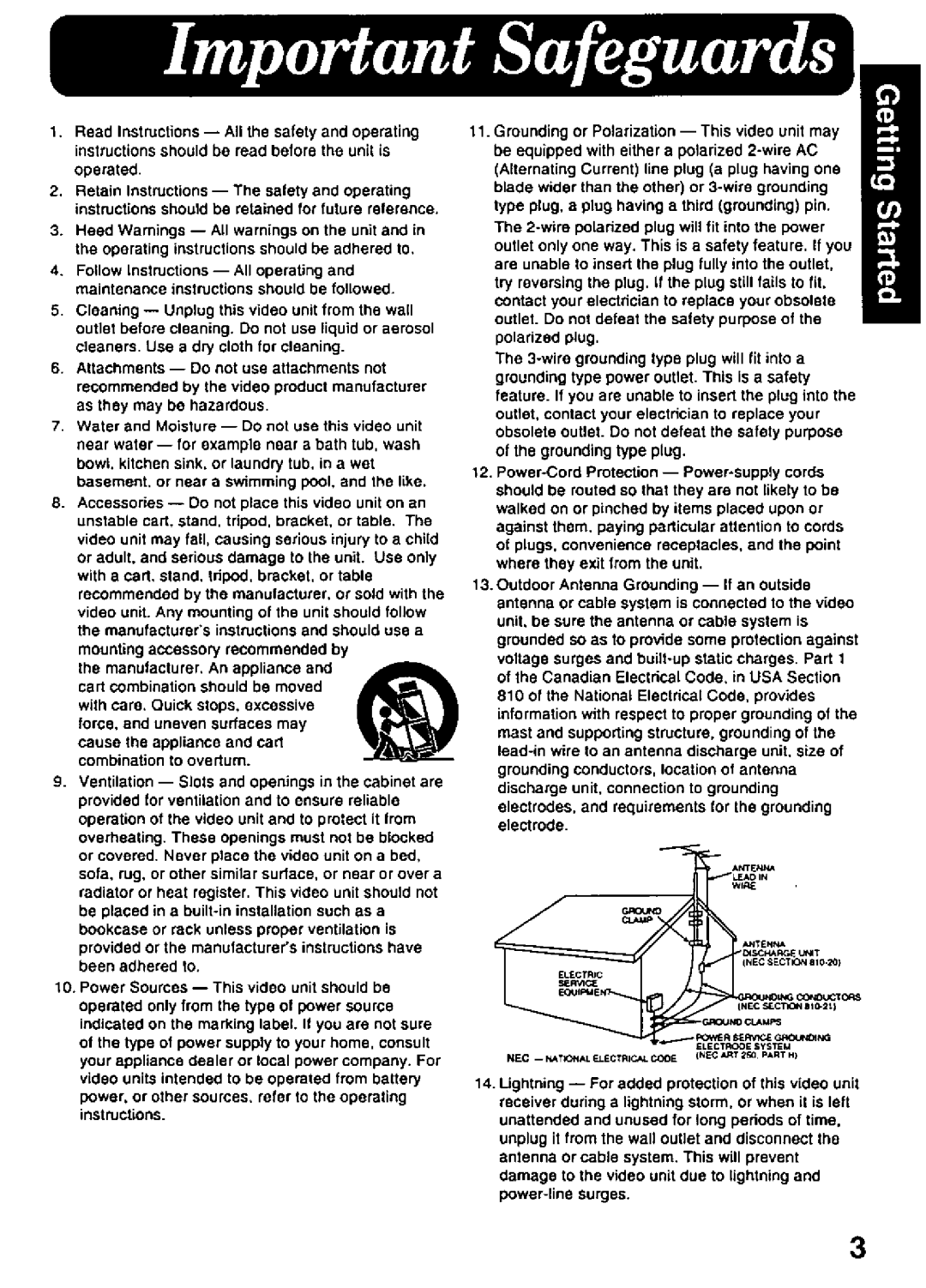 Panasonic PV-A216 manual 