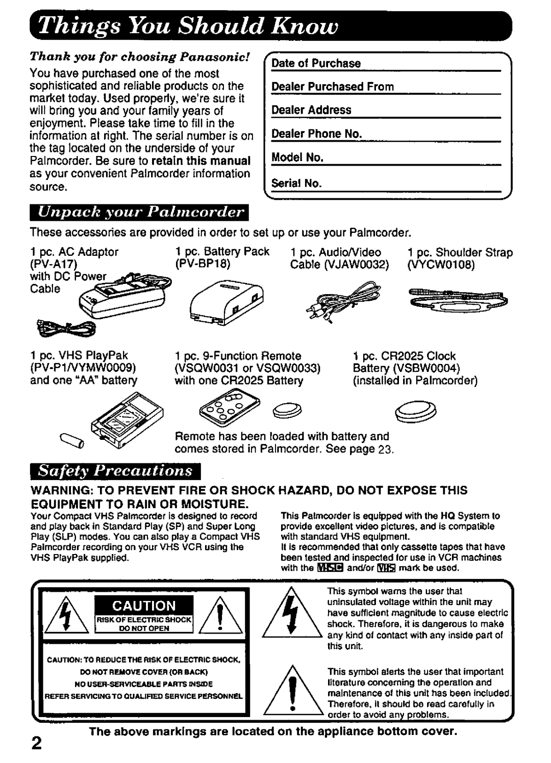 Panasonic PV-A376 manual 