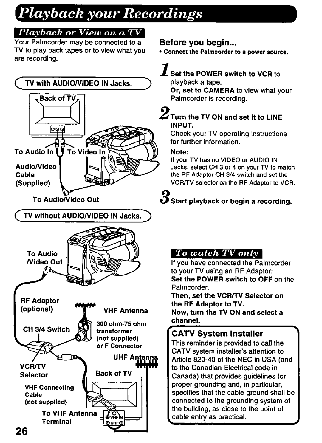 Panasonic PV-A396 manual 