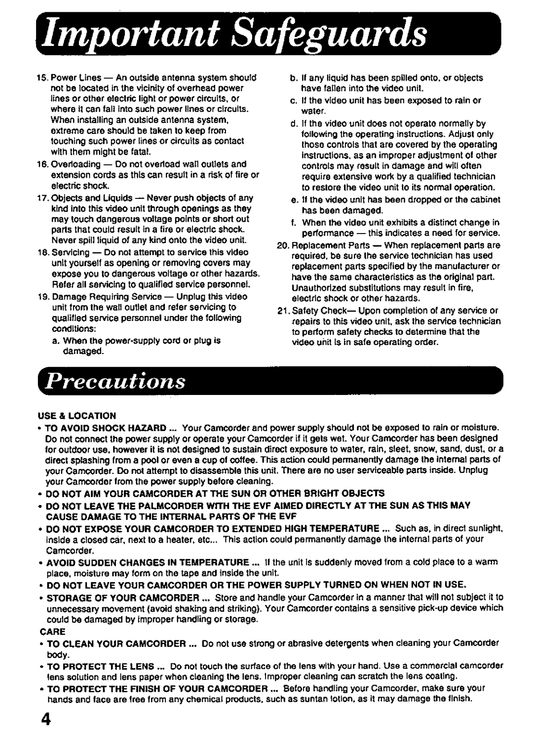 Panasonic PV-A396 manual 