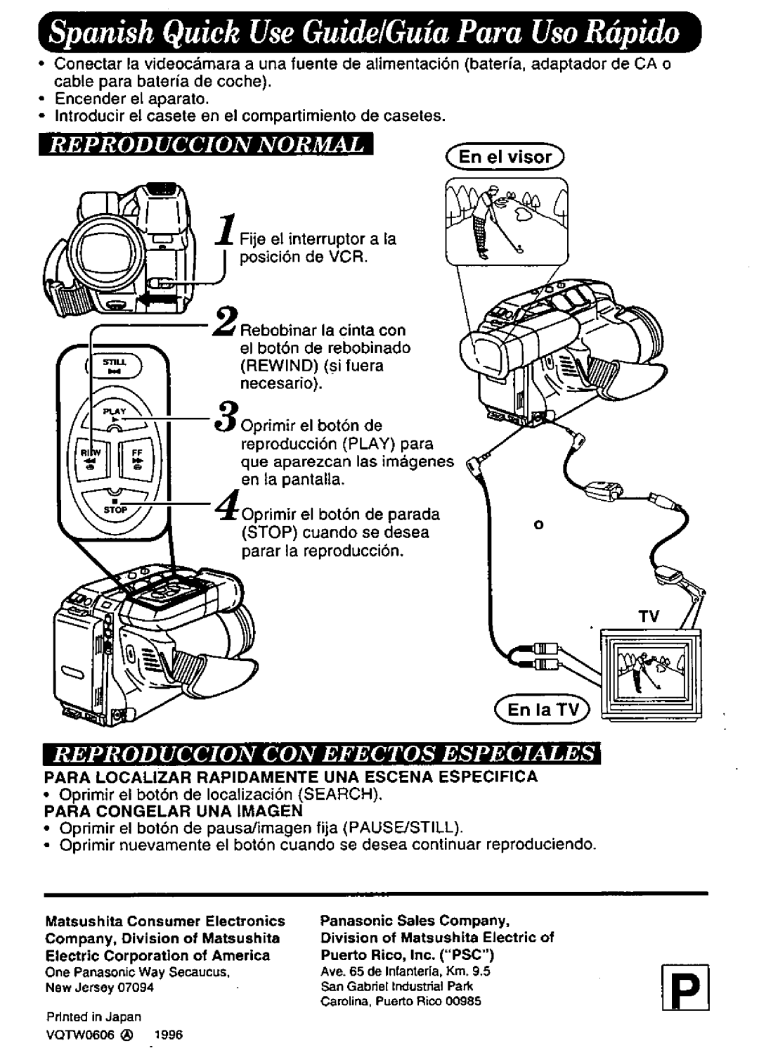 Panasonic PV-A396 manual 