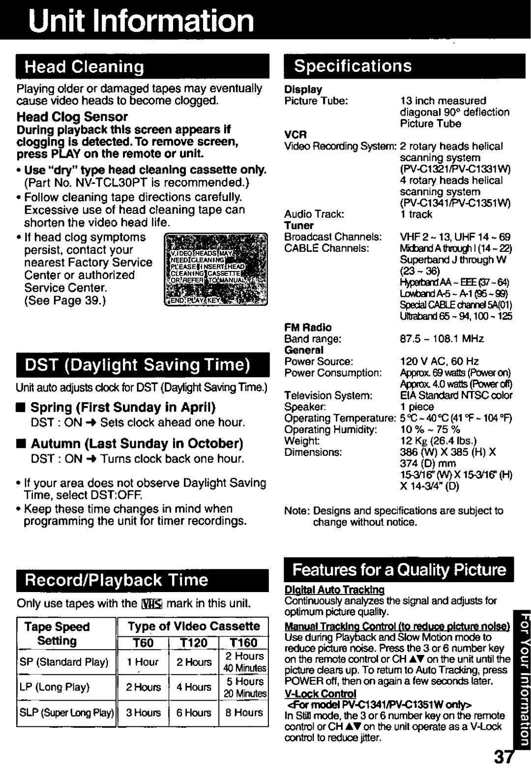 Panasonic PV C1321 manual 