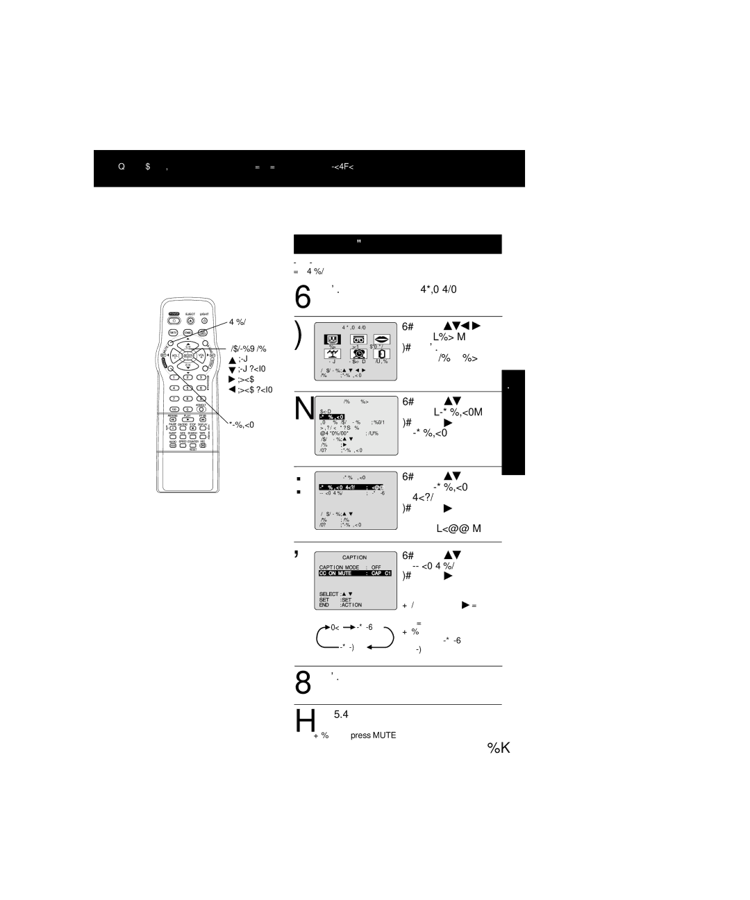 Panasonic PV-C2063A operating instructions Caption On Mute Feature, 1Press Action 