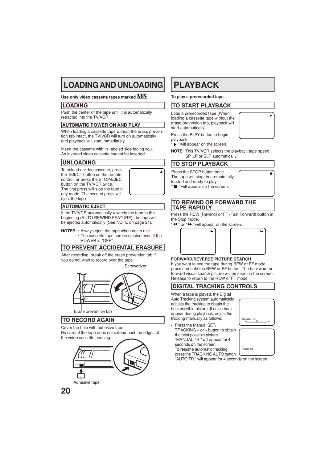 Panasonic PV C923 operating instructions Playback 