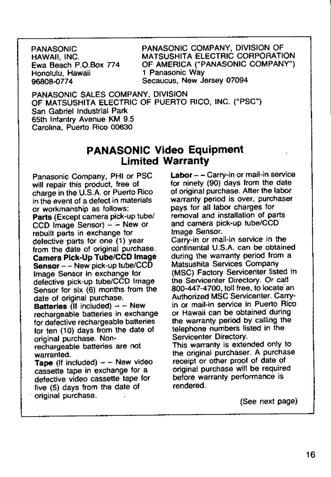 Panasonic PV-CC50 manual 