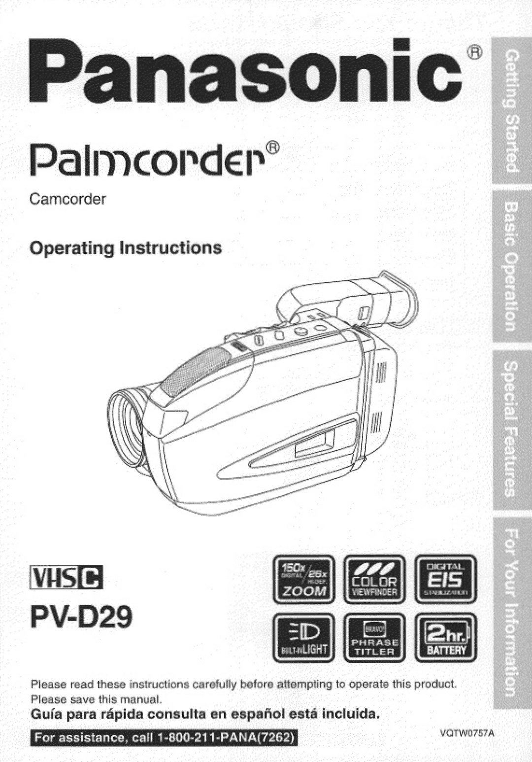 Panasonic PV-D29 manual 